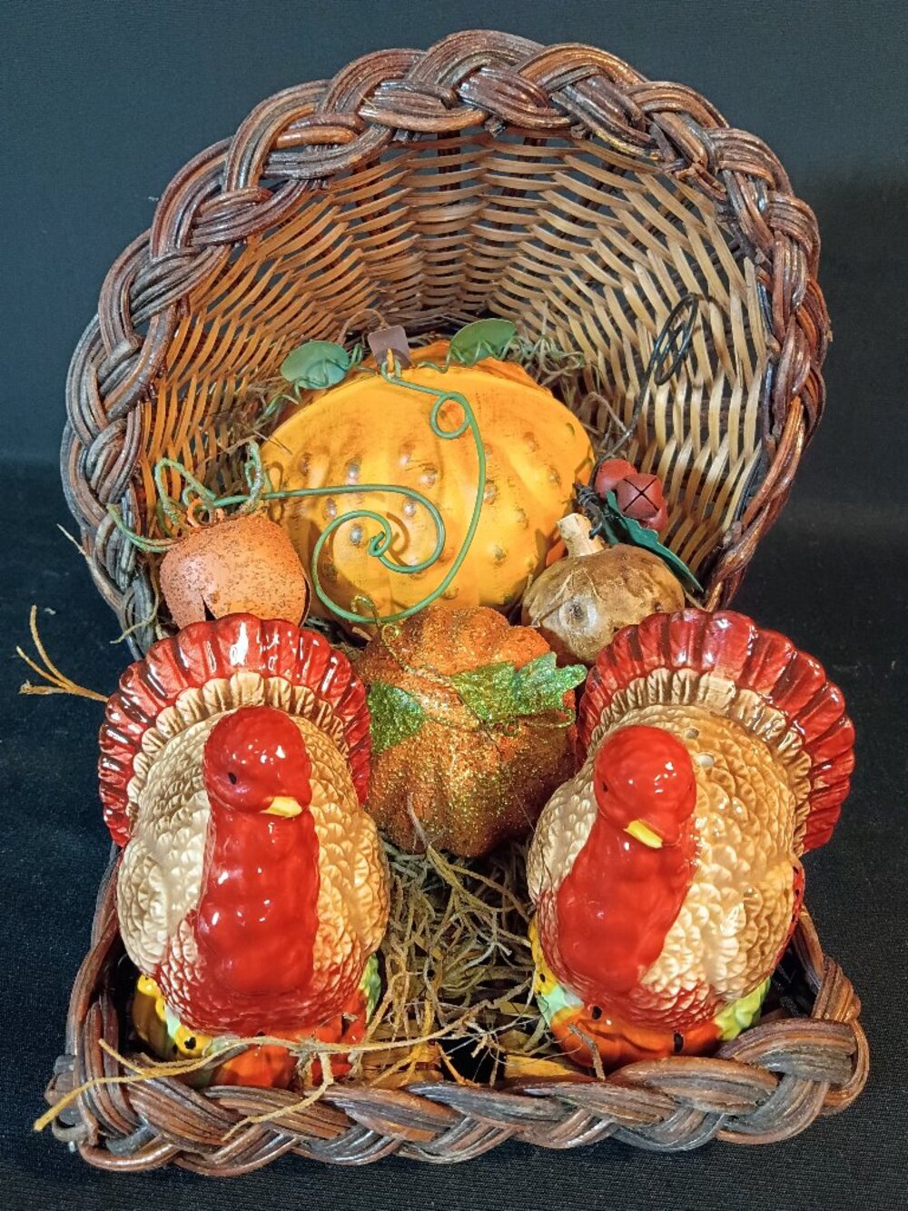 Thanksgiving Cornucopia Turkey S&P Fall Decor Gift Gatherer Collection